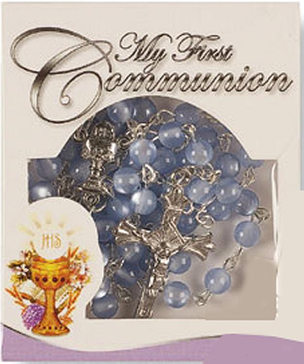 First Communion Rosary beads - Blue