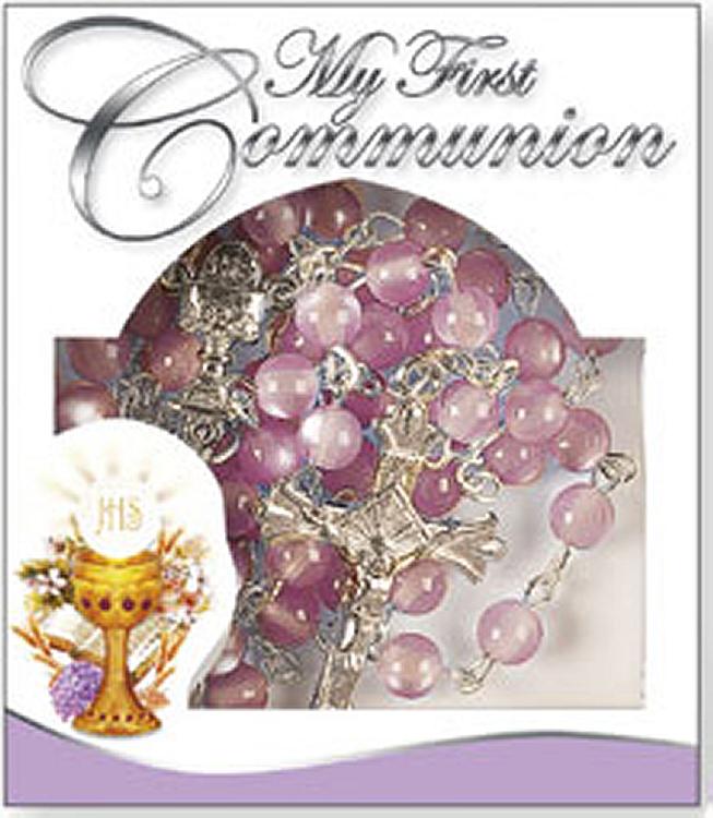 First Communion Rosary beads - Pink