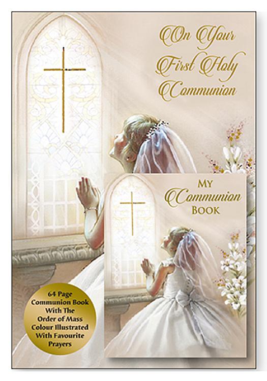 First Communion Girl Card with Prayer Book