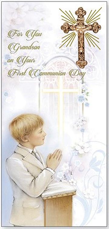 Grandson First Communion Card with Cross