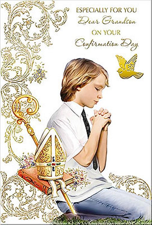Confirmation Card Confirmation Day Congratulations Card to Grandson from Grandparents Confirmation Card for Boys Grandson Confirmation Card Religious Holy Card