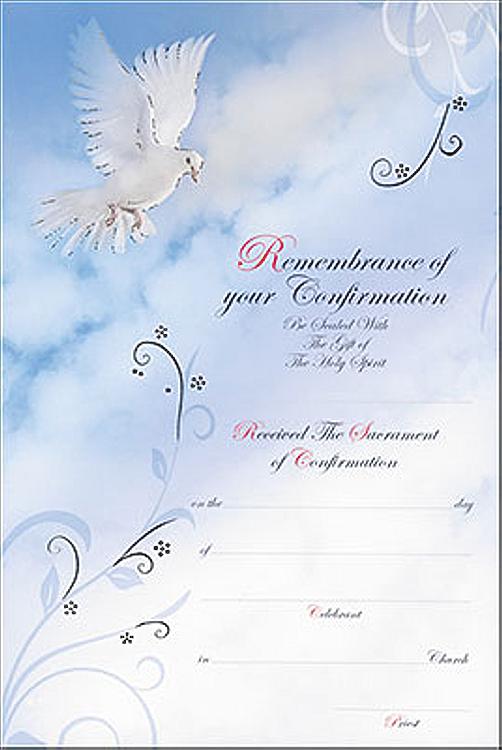 Confirmation Certificate - Dove - Blue