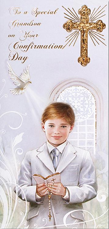 Confirmation Card with Cross - Special Grandson