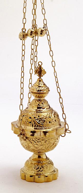 Large Brass thurible with bells - 25 cm