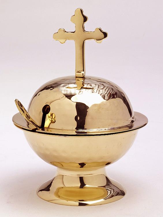 Brass cross incense holder with spoon