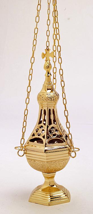 31 cm large gothic brass thurible