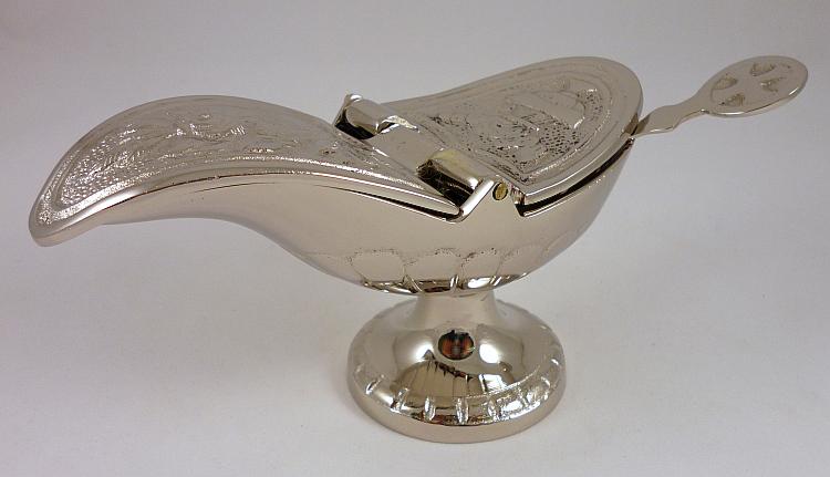 Nickel plated Brass incense boat with spoon