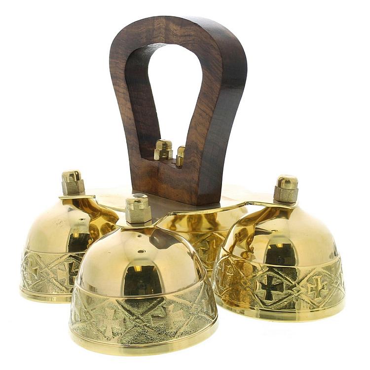 Brass Sanctuary Bell with Wooden Handle - four bells