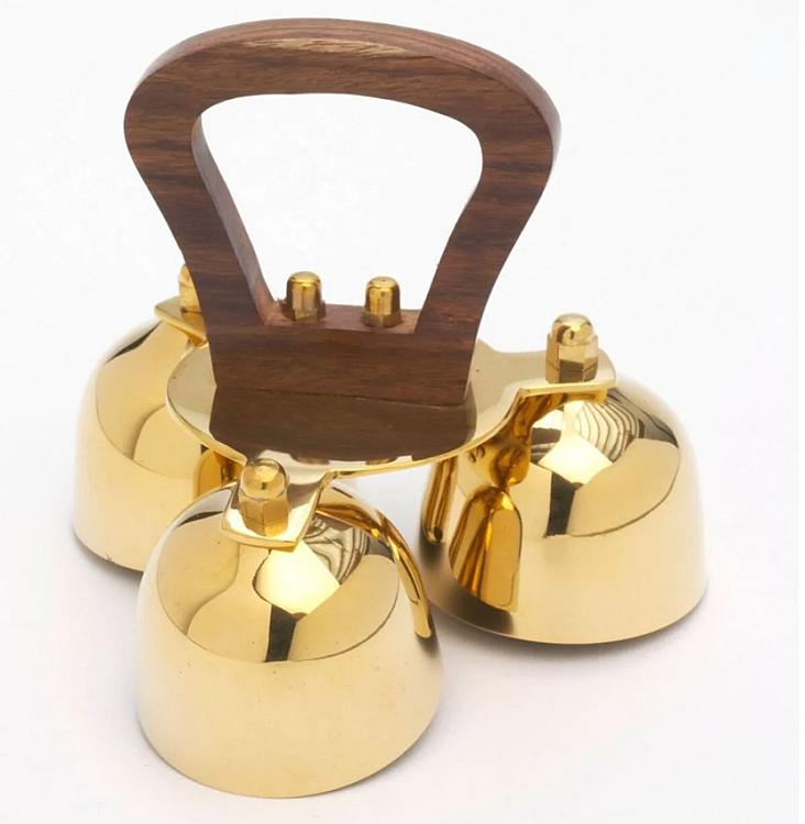 Brass Sanctuary Bell with Wooden Handle - three bells
