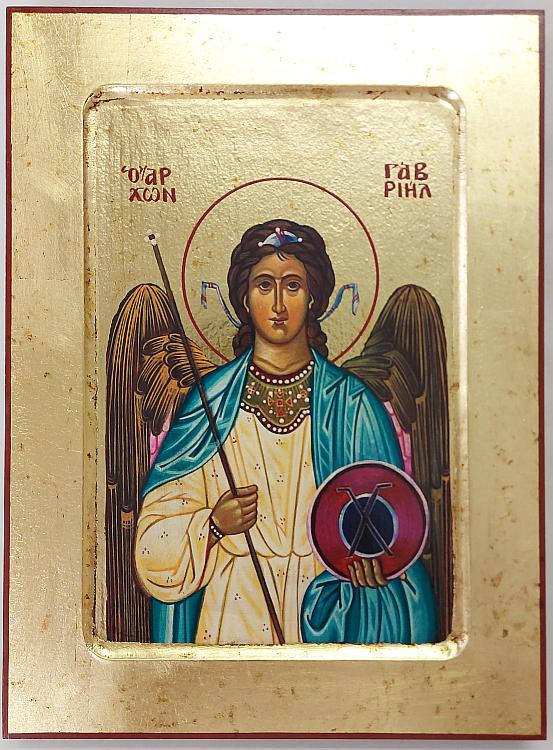 Archangel Gabriel wooden carved icon - 18 x 24 cm