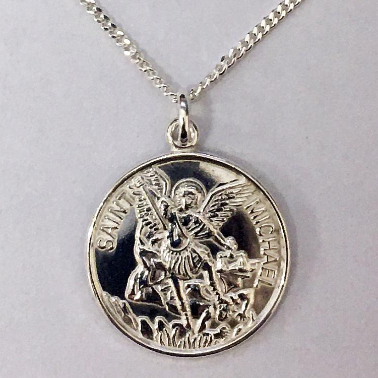 St Michael silver medal with chain
