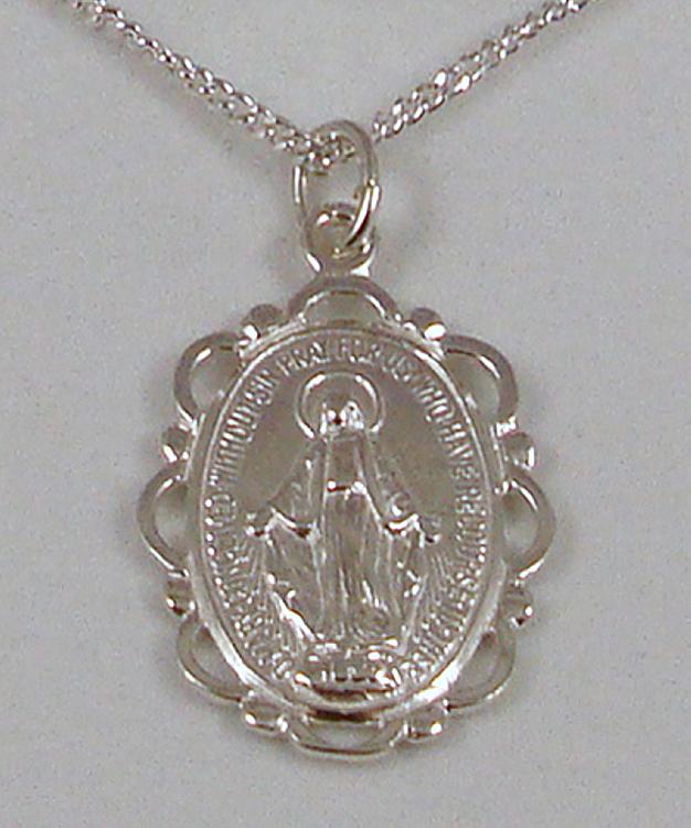 Sterling silver miraculous best sale medal and chain