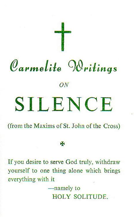 Prayer Leaflet: Carmelite Writings: on Silence x 10
