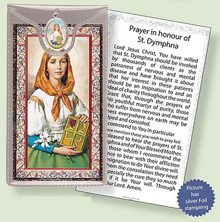 St Dymphna Picture Medal with Prayer Card