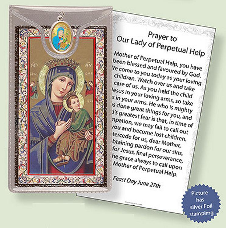 Perpetual Succour Picture Medal with Prayer Card
