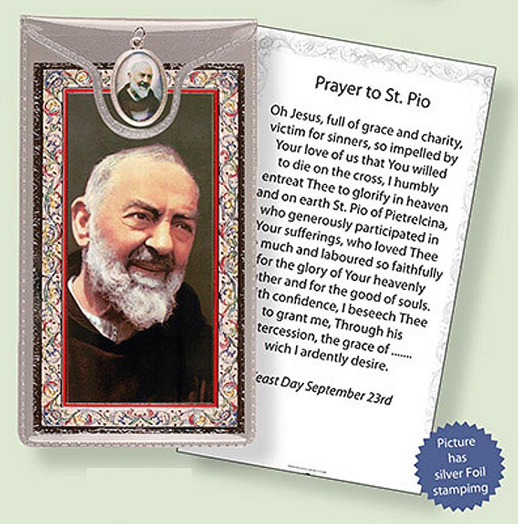 St Pio Picture Medal with Prayer Card