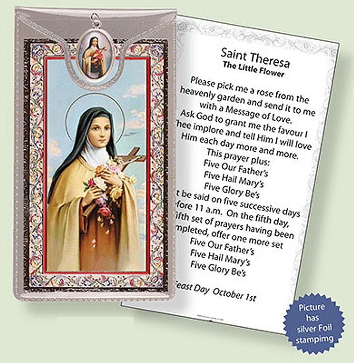 St Therese Picture Medal with Prayer Card