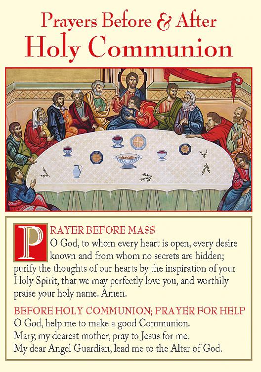 Prayers Before and After Holy Communion Folding Prayer Card