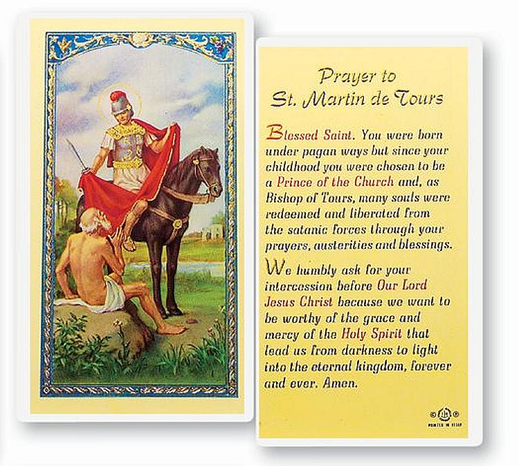 St Martin of Tours Laminated Prayer Card
