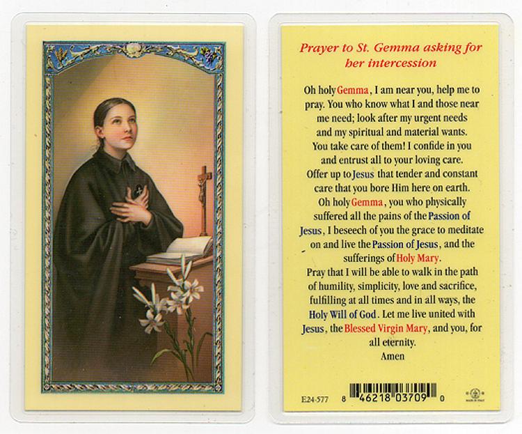 St Gemma Laminated Prayer Card