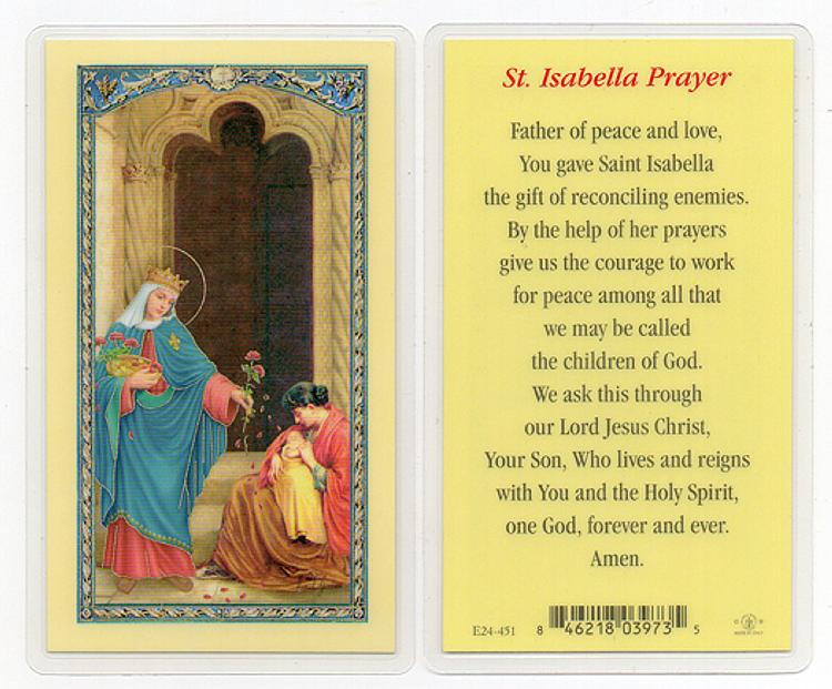 St Isabella Laminated Prayer Card