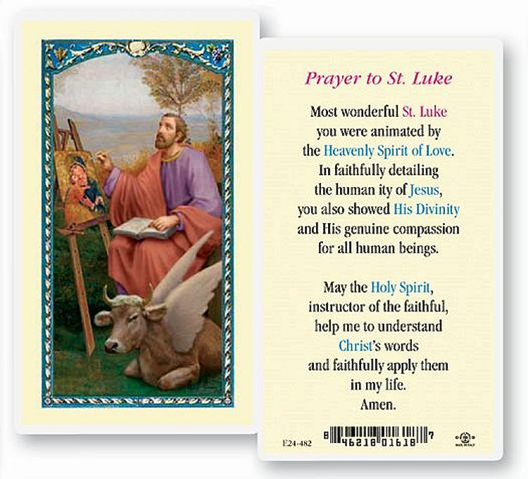 St Luke Laminated Prayer Card