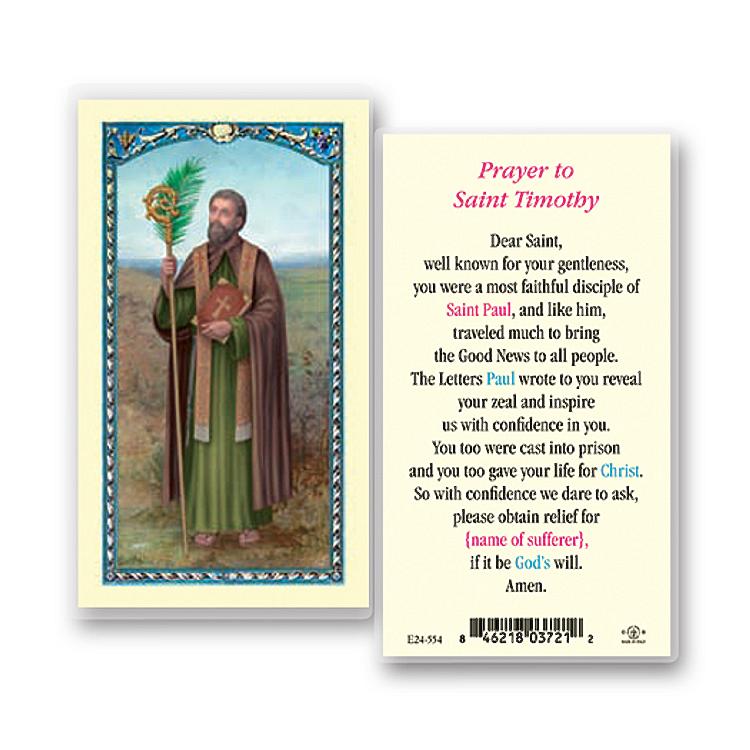 St Timothy Laminated Prayer Card