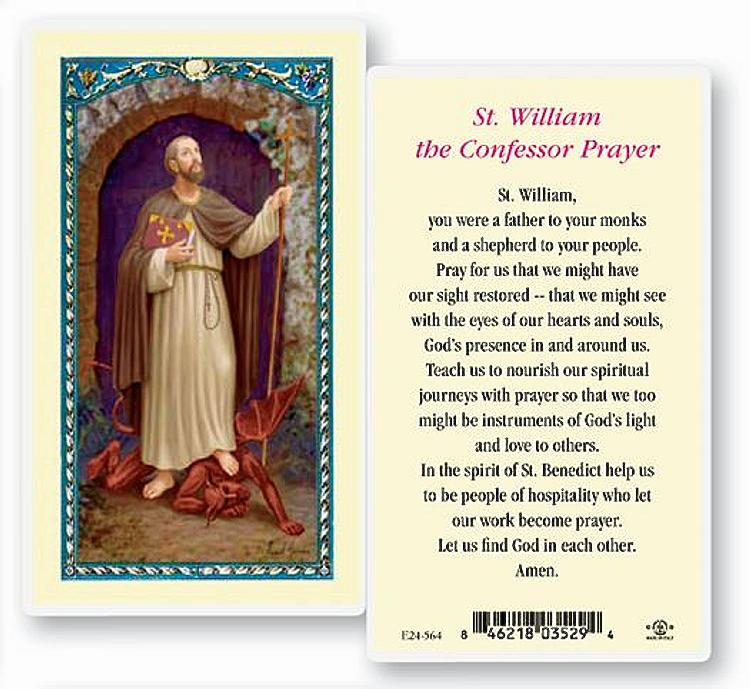 St William Laminated Prayer Card