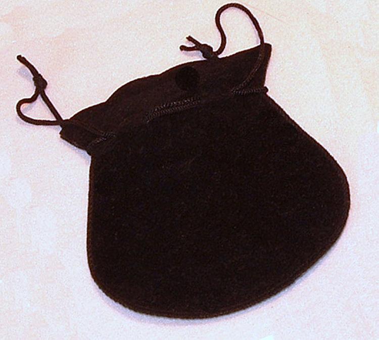 Imitation Suede rosary purse - small black