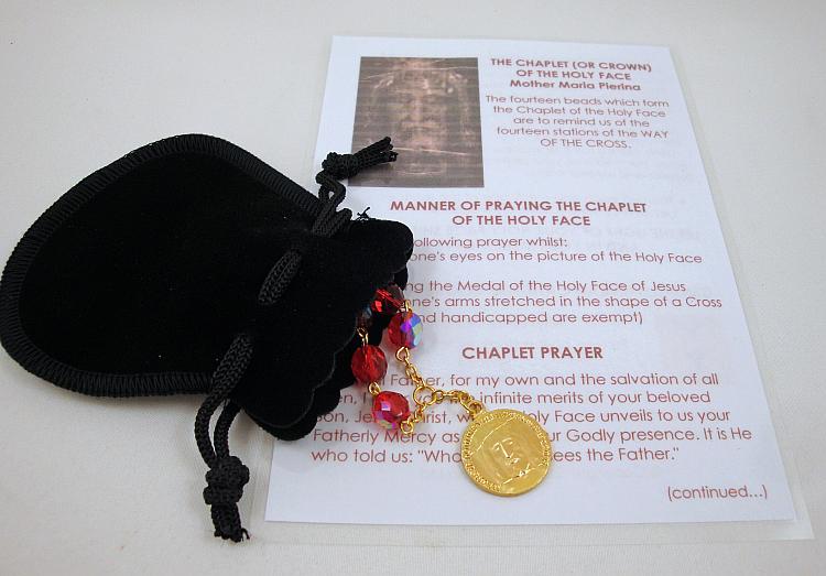 Holy Face Chaplet - red faceted glass beads