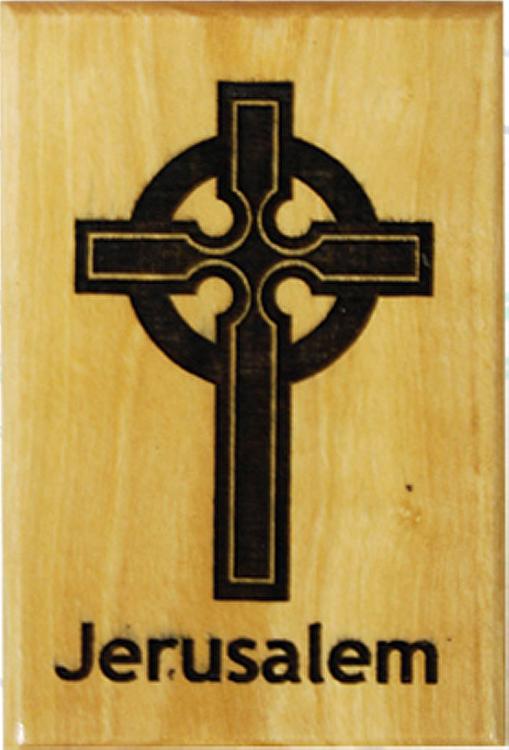 Jerusalem cross olive wood fridge magnet