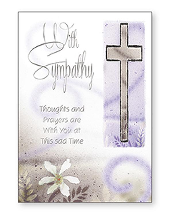 Jonny Javelin In Sympathy Card Flower Cross in Church Window 7.25" x 5.5"