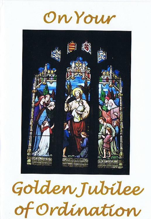 Golden Jubilee of Ordination Card - Stained Glass