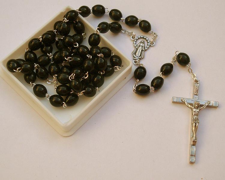 Wood Rosary - Black oval beads