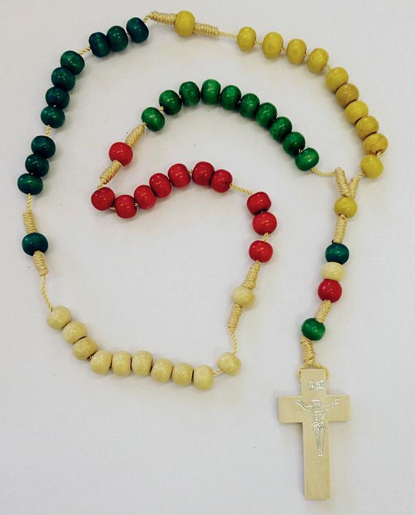 14 inch Multi-coloured Wooden Corded Rosary