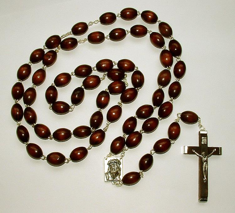 Extra large wooden chain rosary - brown