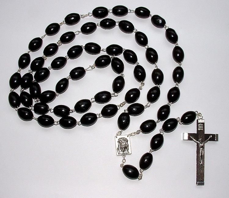 Extra large wooden chain rosary - black