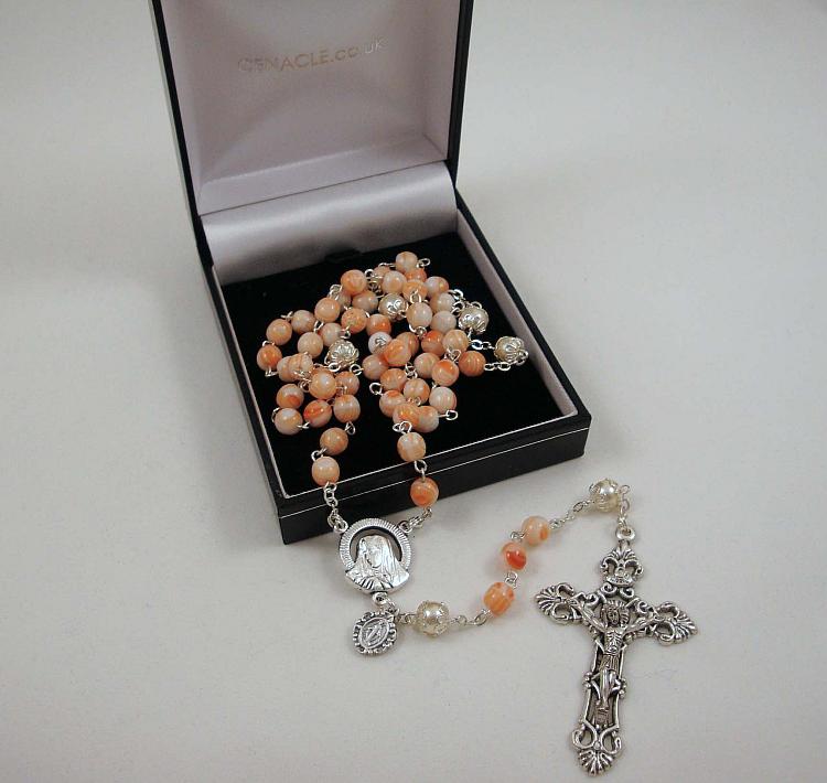 Coral Glass Rosary