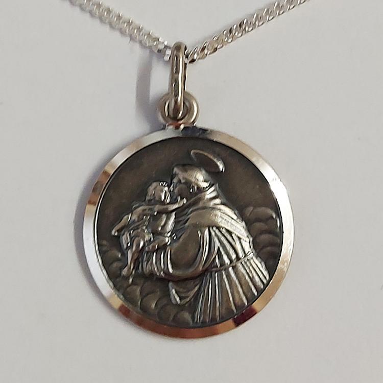 St Anthony sterling silver medal with chain