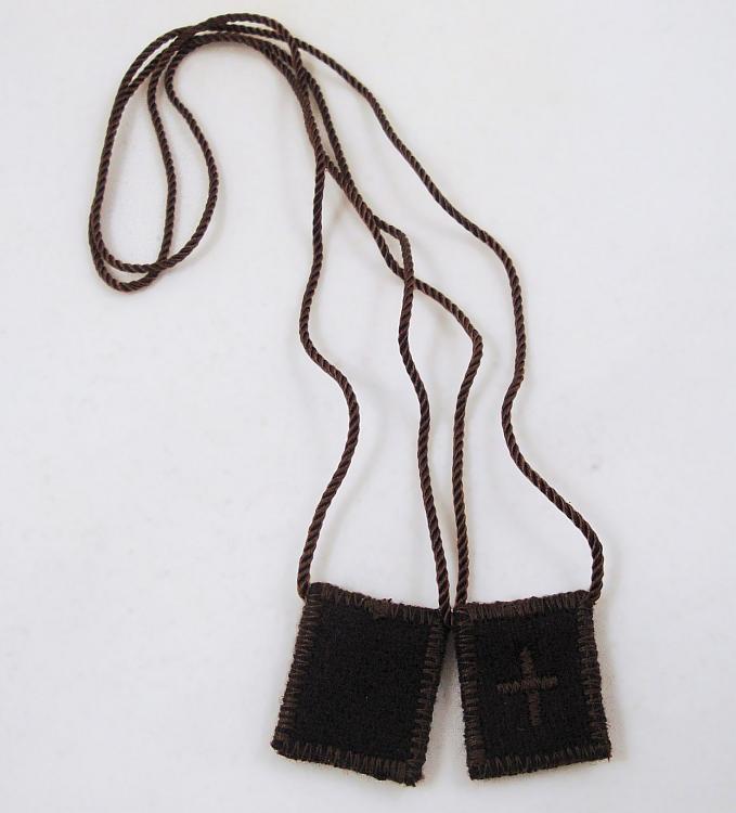 Athletic Scapular - 100% brown wool - short cord