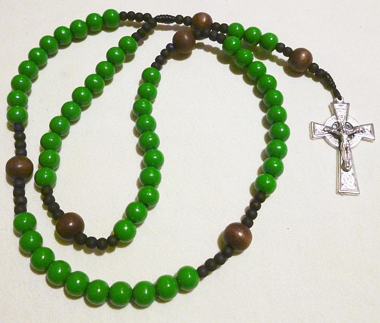 Wood Hand-knotted Rosary - Bright Green