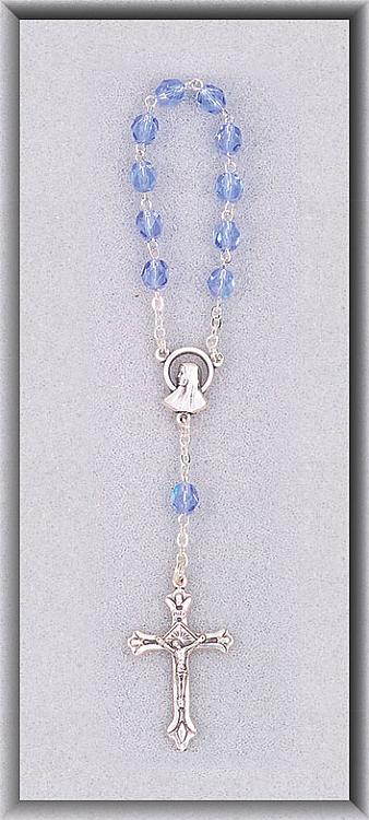 Blue glass single decade rosary beads