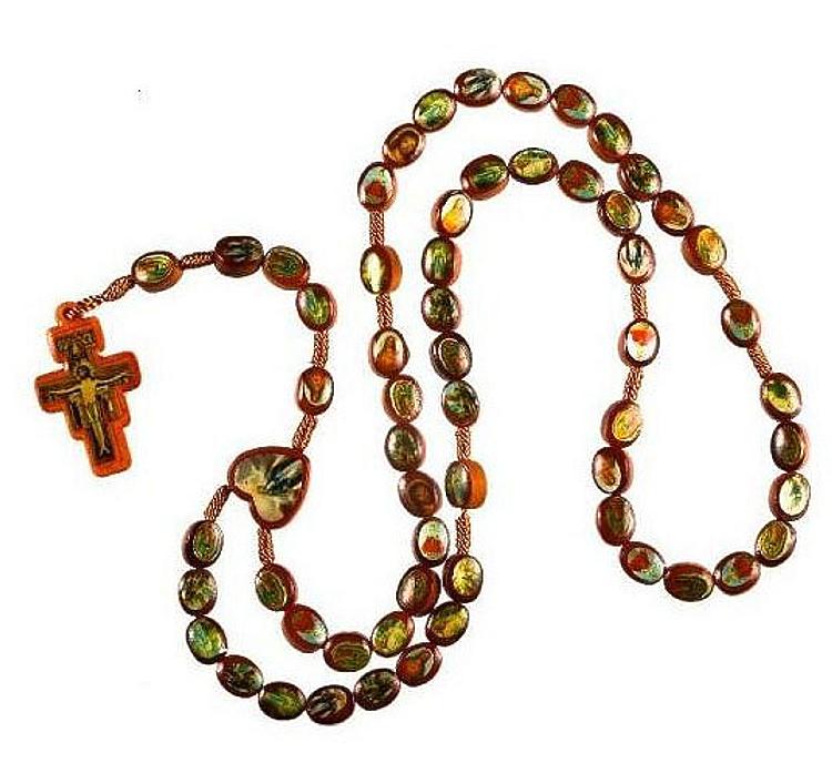 Saints Rosary corded wood beads