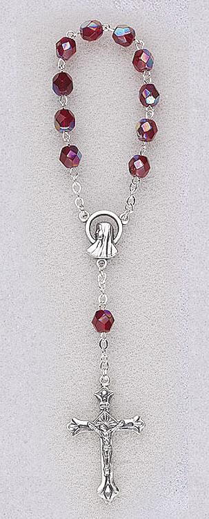 Glass single decade rosary beads - garnet