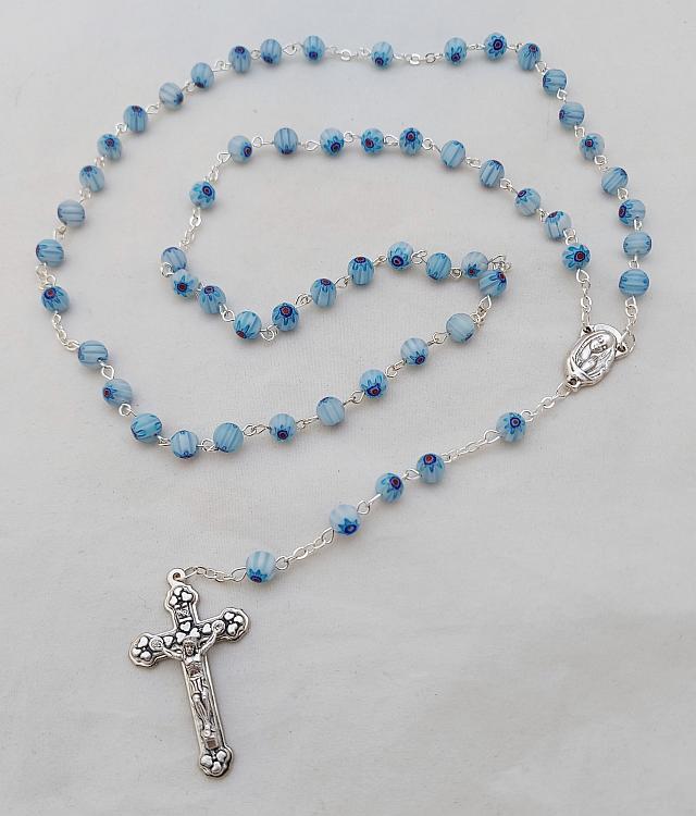 Murano Glass Rosary Beads - light blue