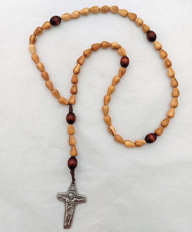 Hand-knotted rosary - olivewood tear-shaped beads