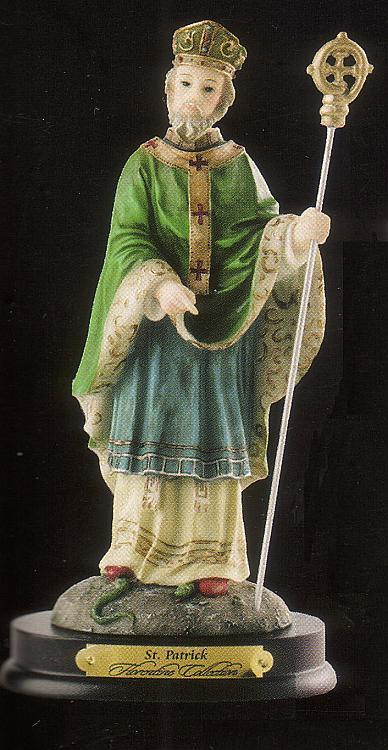 St Patrick Statue, 8 inch resin