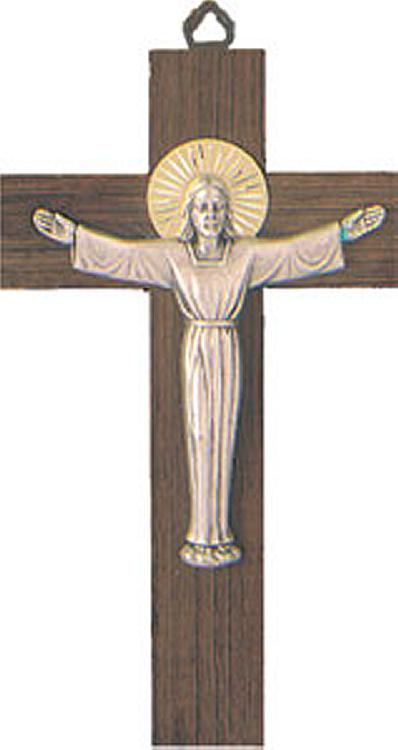 Risen Christ Cross - dark wood - 8 inches