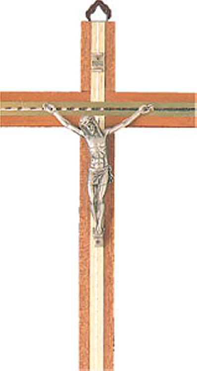 Wood crucifix with brass inlay  - 8 inch