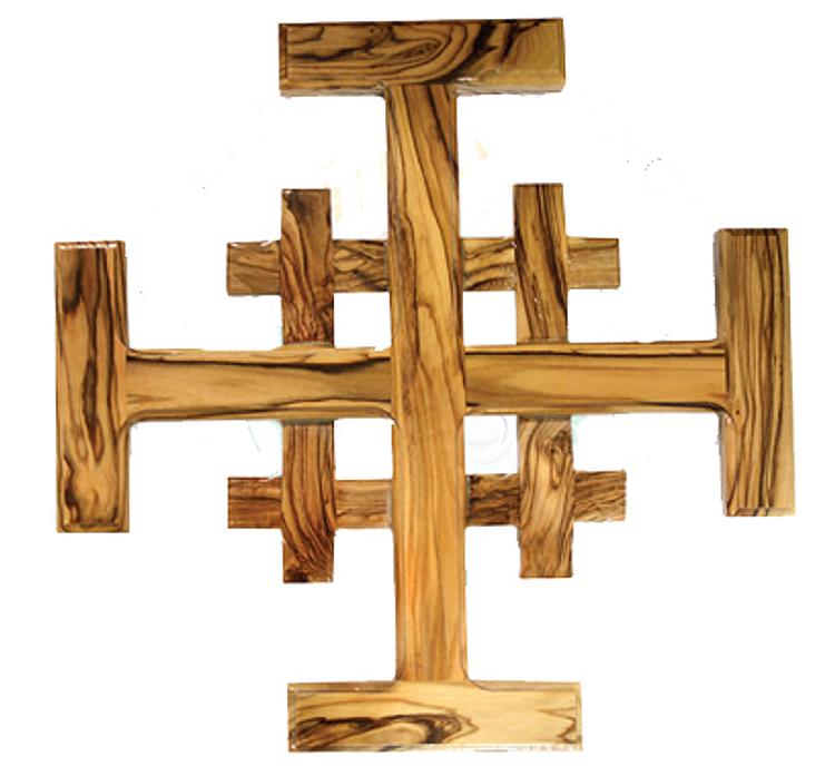 Large Olive wood Jerusalem cross